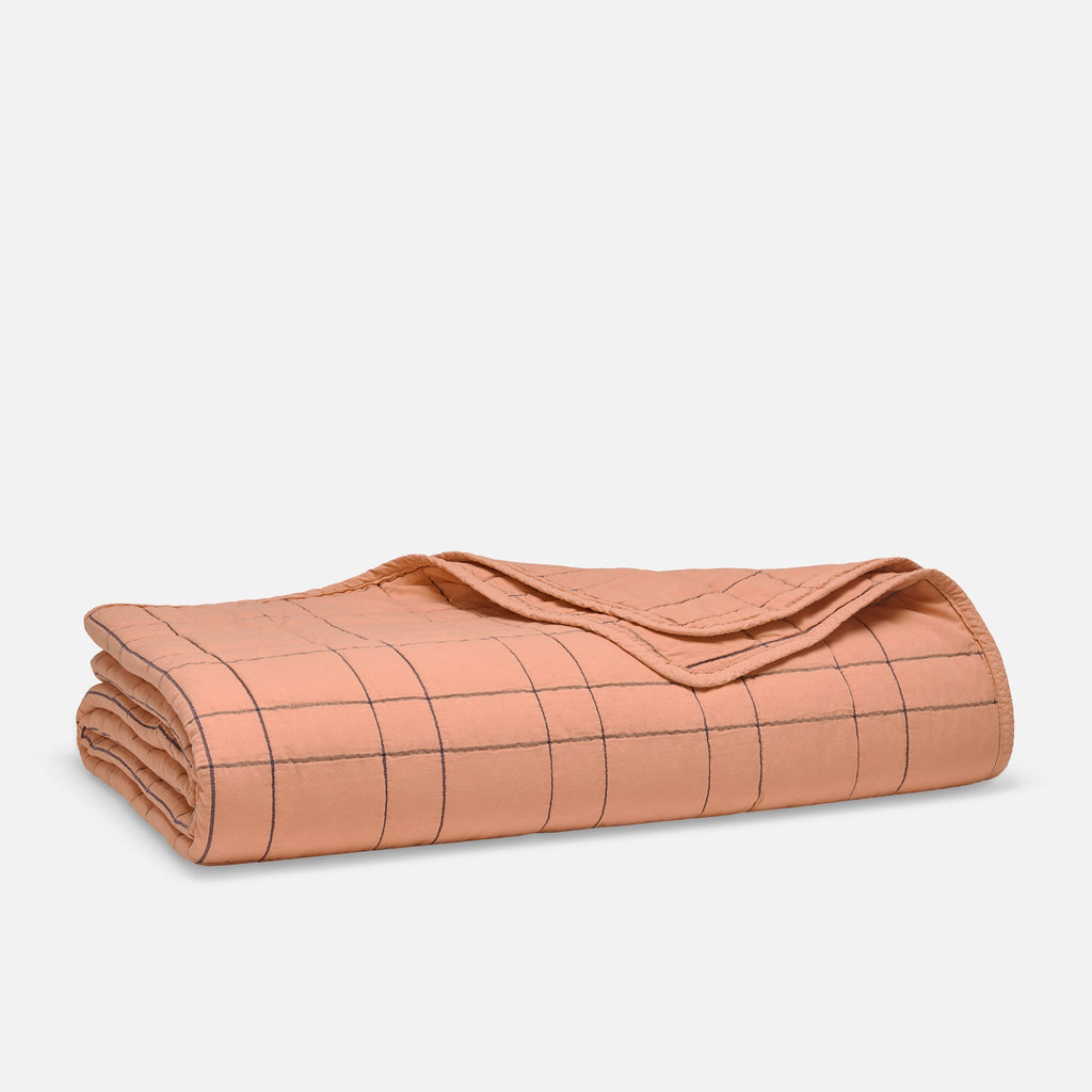 Weekend Wash Quilt - Spiced Coral Windowpane / Twin/Twin XL